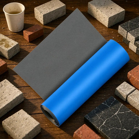 Badass Self Adhesive Roofing Underlayment Tape For RVs And Metal Roofs on wooden surface with bricks around it.