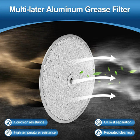 Multi-layer aluminum grease filter demonstrating oil mist separation with corrosion and high temperature resistance features.