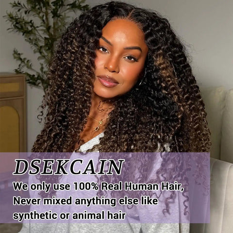 Model wearing Burmese Curly Human Hair Bundles 100 Percent Real 14 16 18 Inch Weft Sew In P1b 30 Dark Highlight Medium Brown