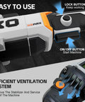 Close-up of Beast Cordless 3in1 Burnishing Polishing Machine with buttons and ventilation system, 800W Brushless Handheld Tool.