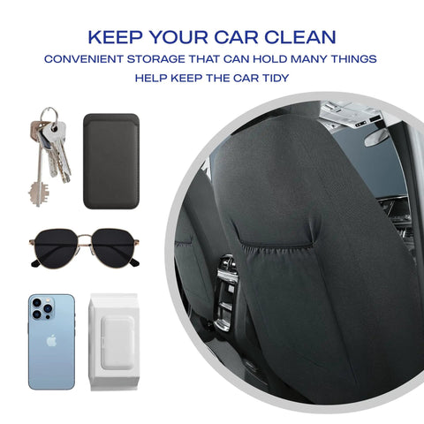 Piping Luxury Faux Leather Car Seat Covers Waterproof Anti Slip Front Seat Protector with convenient back pocket
