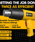 Heavy Duty 1800W Heat Gun Kit With LCD Display And Overload Protection 212F To 1112F Adjustable Temperature 4 Nozzles