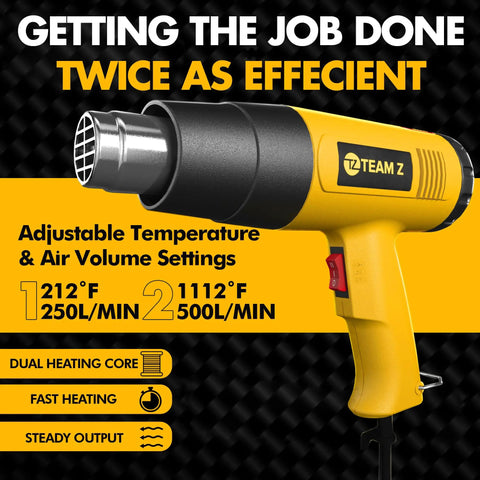 Heavy Duty 1800W Heat Gun Kit With LCD Display And Overload Protection 212F To 1112F Adjustable Temperature 4 Nozzles
