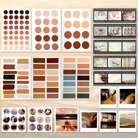 Complete Scrapbook Kit With 114 Pieces Aesthetic Supplies For Junk Journaling And Bullet Journaling Art Journaling And Vintage Collage Projects Perfect For Adults Beginners Craft Lovers Gift, showing stickers and cards.