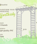 Diagram of Providence Arbor Vinyl Garden Archway For Outdoors 64 By 85 White With Classic Lattice And Trellis Sides For Climbing Plants