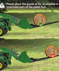 Clamp On Debris Forks For 48 Inch Buckets, Heavy Duty Quick Attach Pallet Forks Up To 2500 Lbs - Proper log placement on tractor.