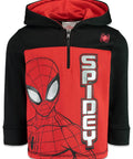 Little Boys Spider-Man Fleece Half Zip Hoodie Red And Black Size 7 Cozy Soft Hooded Sweatshirt Officially Licensed