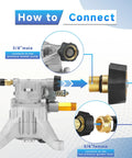 EZALOR pressure washer inlet fittings, 3/4-in female to 3/8-in male, brass/gold, 2-pack