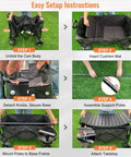 Easy setup steps for Heavy Duty Collapsible Folding Wagon With Built In Table, utility cart assembly instructions