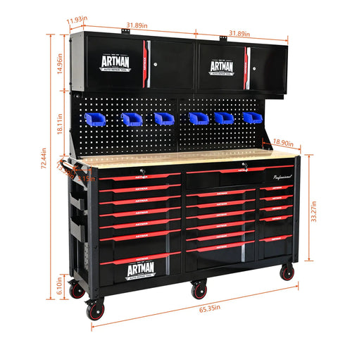 Boss Level Heavy Duty Rolling Tool Cabinet With Smooth Rolling Casters And 19 Reinforced Drawers Rock Solid Garage Storage Organizer Wheeled Tool Chest For Pro Shops And Backyard Builds