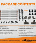 Universal Parallel Four Link Kit With Panhard Bar For Trucks Classic Cars Rat Rods And Hot Rods Rear Suspension Links For Street Ready Frame Rails Clearance Silver Gray, 24in steel bars and mounts