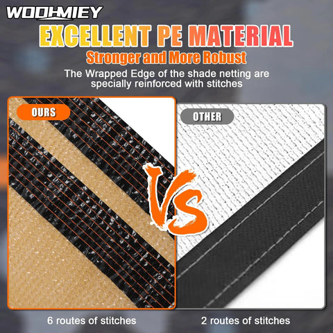 Comparison of Super Tough Sun Shade Cloth Sail That Blocks Up To 90 Percent Harmful Sunlight Keeping Your Outdoor Patio Garden Backyard Deck Greenhouse Cool And Comfortable Made From High Density Polyethylene With Windproof Ropes For Easy Install stitches with six versus two routes