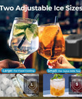 Portable On The Go Ice Maker That Churns 8 Ice Cubes In 6 Minutes, Delivers Up To 26 Lbs Per Day with two ice size options