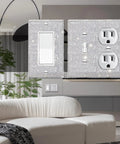 Shiny Silver Rhinestone Light Switch Cover Plate With Single Toggle in living room, sparkling decorative wall plate display.