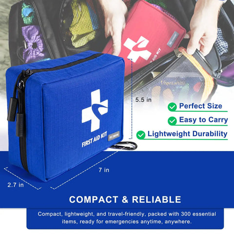 Grab And Go Compact Waterproof First Aid Kit With Nine Organized Compartments 300 Piece Emergency Supplies Set