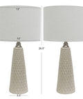 Ivory Textured Ceramic Table Lamps Set Of 2 With Inverted Diamond Bases Easy On Off Rotary Switch Chic Modern Home Decor Lighting