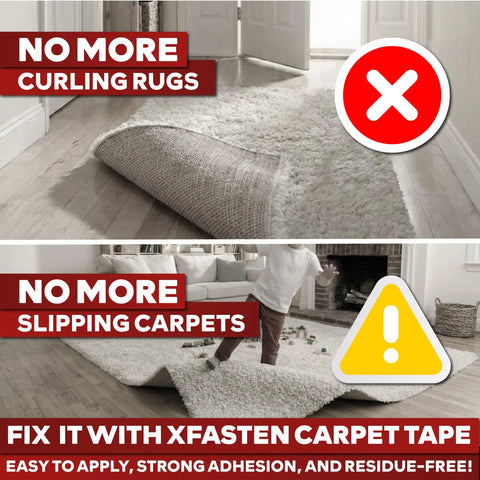 Double Sided Rug Gripper Tape for Carpets and Hardwood Floors 2 Feet By 5 Yards Three Inch Core Easy To Use Area Rug Tape demonstration
