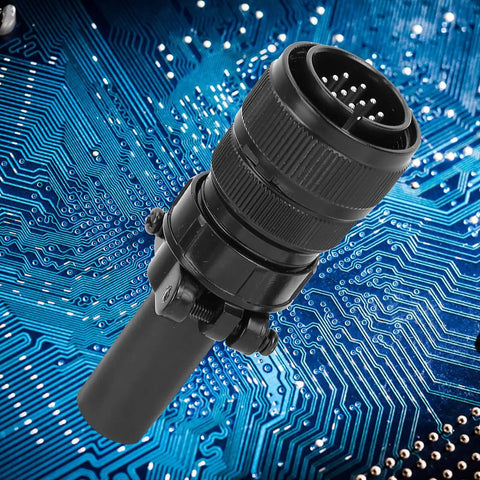 Beefy Stainless Steel 14 Pin Male Plug Wire Feeder Connector With Industrial Cord Mount For Heavy Duty Welding Machines