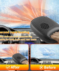 12V Portable Car Heater And Defroster Featuring Turbo 120W Fast Heating And Cooling with 360 adjustable airflow in car.