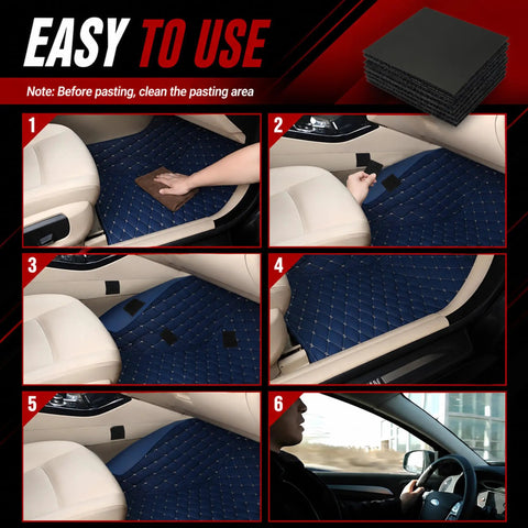 Heavy Duty Car Floor Mat Grippers With Rock Solid Adhesive To Lock Your Interior Rugs In Place No More Slipping Around Just Slap These Bad Boys Down For An Unshakable Hold in easy installation steps inside a car.