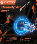 Soleil01 Electric Dirt Bike For Adults With Black Suspension Fork, 2000W Brushless Motor highlighting power and torque