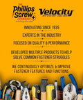 The Phillips Screw Company logo on a bright yellow background, emphasizing innovation and fastener quality.