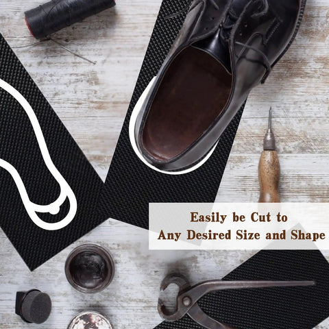 Durable One Sixteenth Inch Thick Rubber Shoe Soling Sheet With Grippy Diamond Pattern For Full Sole Replacement Black Nine By Three Point Five Inches Non Slip Bottom Patch For Sneakers And Boots.
