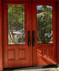 Double Door Lockset With Keyed Entry Handleset And Inactive Dummy Handleset Key Alike Front Exterior Door Lever in bronze finish