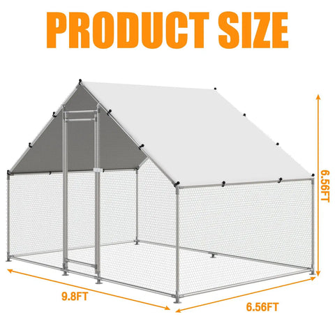Walk In Large Metal Chicken Coop With Waterproof UV Cover Farm Ready Outdoor All Weather Galvanized Steel Poultry Pen