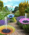Solar Powered Flower Shaped Fountain With Colorful LED Lights And 2000mAh Battery 3.5W Pump For Bird Bath And Outdoor Garden