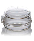 Clear Stove And Oven Knob Safety Cover Set L730A, single cover shown, side angle, protects kids, prevents stove knobs from turning.