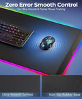 RGB Wireless Charging Gaming Mouse Pad With Dual 15W Fast Chargers Ultra Smooth Surface Non Slip Desk Mat shown with keyboard and mouse