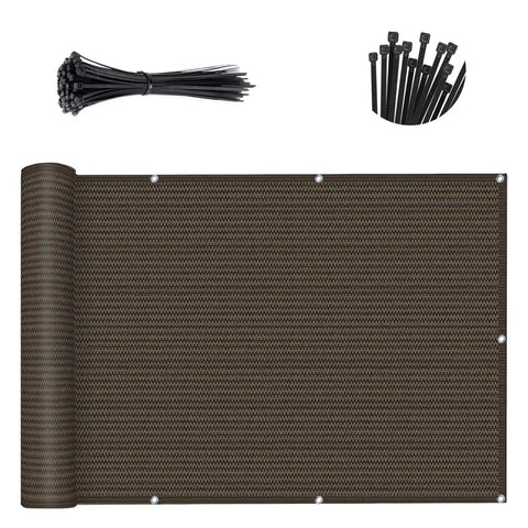 Brown Balcony Privacy Screen 3x10 Feet Heavy Duty Wind Screen For Outdoor Patio Deck Fence Backyard Privacy Net For Apartments UV Blocking Breathable Sun Shield Custom Size Options with included zip ties