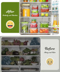 Before and after fridge organization with 40 Piece Food Storage Containers Set With Lids For Kitchen Organization BPA Free Plastic Meal Prep Containers Leak Proof Design Includes 16 Reusable Labels And Marker Pen Great For Fridge Freezer And Pantry Storage