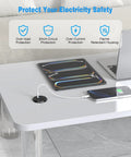 Kick Tangled Cords To The Curb With This 2 Inch Flush Mount Recessed Power Grommet featuring safety alerts on a modern desk.