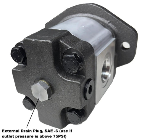 Beefy Bi Directional Hydraulic Gear Motor Or Pump With High Flow 8 To 26 CC Per Rev SAE A Mount, external drain plug