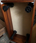 Adjustable Leveler Feet 3.9 to 5 Inches, 12 Pack Black Plastic Furniture Levelers installed on cabinet underside