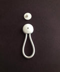 8-Inch White Shock Cord And Fastener Clips For Canvas Covers, 4 Pack, Marine-Grade Bungee Cord With No Tools Needed, shown close-up