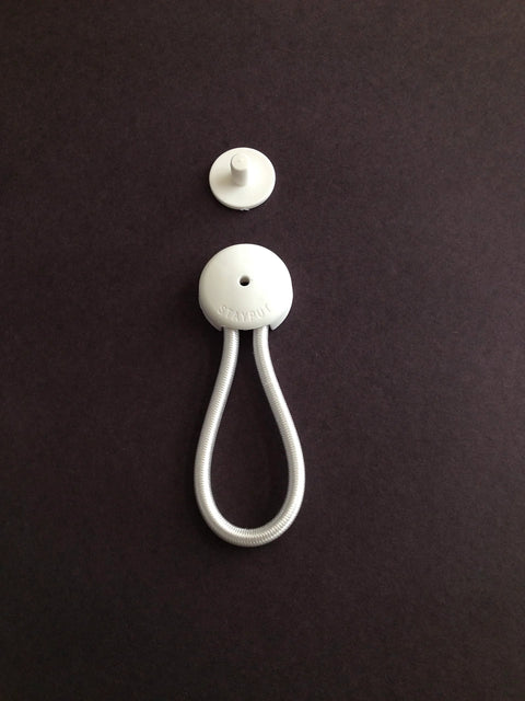 8-Inch White Shock Cord And Fastener Clips For Canvas Covers, 4 Pack, Marine-Grade Bungee Cord With No Tools Needed, shown close-up