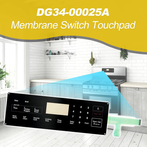 DG34-00025A Membrane Switch Touchpad Replacement For Samsung Range Ovens in modern kitchen setting
