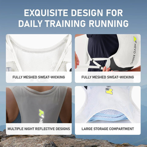 Close-up details of Lightweight Hydration Vest With 350 ML TPU Soft Bottle For Running Hiking And Cycling Adjustable Hands Free Water Pack