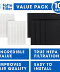 Two Pack Premium HEPA H13 Filter Plus Eight Carbon Replacement Filters For Winix 115115 Size 21 Plasma Wave AM90