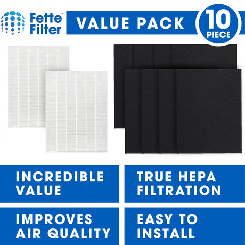 Two Pack Premium HEPA H13 Filter Plus Eight Carbon Replacement Filters For Winix 115115 Size 21 Plasma Wave AM90