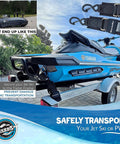 Adjustable Marine Boat Trailer Transom Tie Down Straps With Quick Release Buckle securing jet ski on trailer