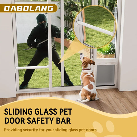 Adjustable Sliding Glass Pet Door Security Bar For Dog And Cat Doors Extends 11 To 18 Inches Easy Locking Bar That Keeps Your Sliding Glass Panels Locked Sturdy Metal Guard To Stop BreakIns And Keep Pets Safe installed in door