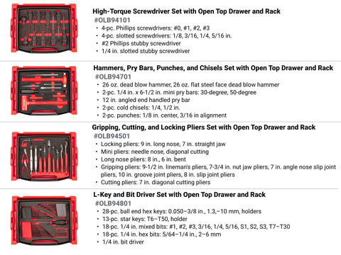248 Piece Tool Set In A Modular Stacking Tool Cart With Six-Drawer L-BOXX Compatible Organizer, tool sets displayed.