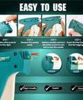 Instructions showing how to use Lightweight Stitching Gun For Clothes And Fabric Quilting Hemming Tagging Instant Clothing Repair Kit.