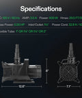 VIVOSUN 5284 GPH submersible pond pump, 400W, black plastic, side and front views.