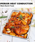 Heavy Duty Half Sheet Pans With Rack Set For Baking And Roasting Thick Aluminum Bakeware with roasted chicken and potatoes