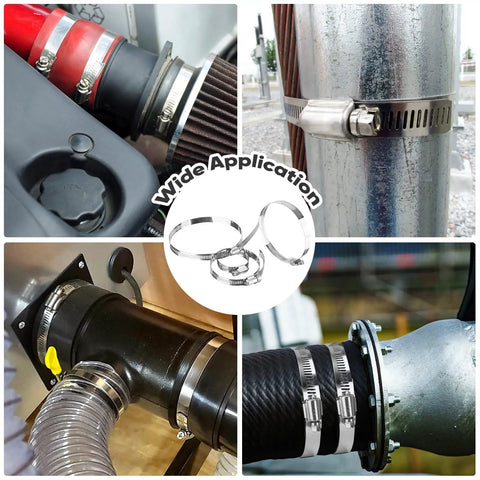 Heavy Duty 12 Piece Hose Clamp Set For 2 To 3 Inch Pipes, 304 Stainless Steel Worm Gear Clamps used on pipes and tubing